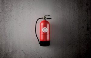 wall-mounted fire extinguisher